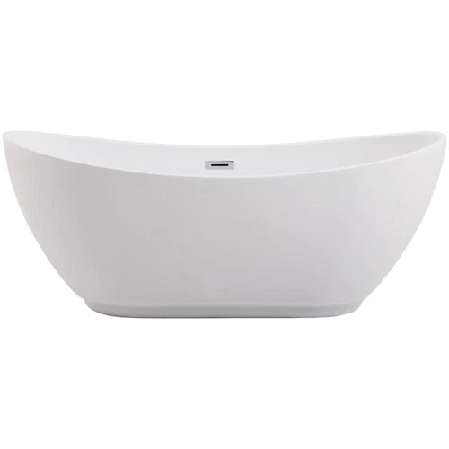 Elegant Decor Ines 62" Oval Plastic Soaking Bathtub in Glossy White - Picture 4 of 14