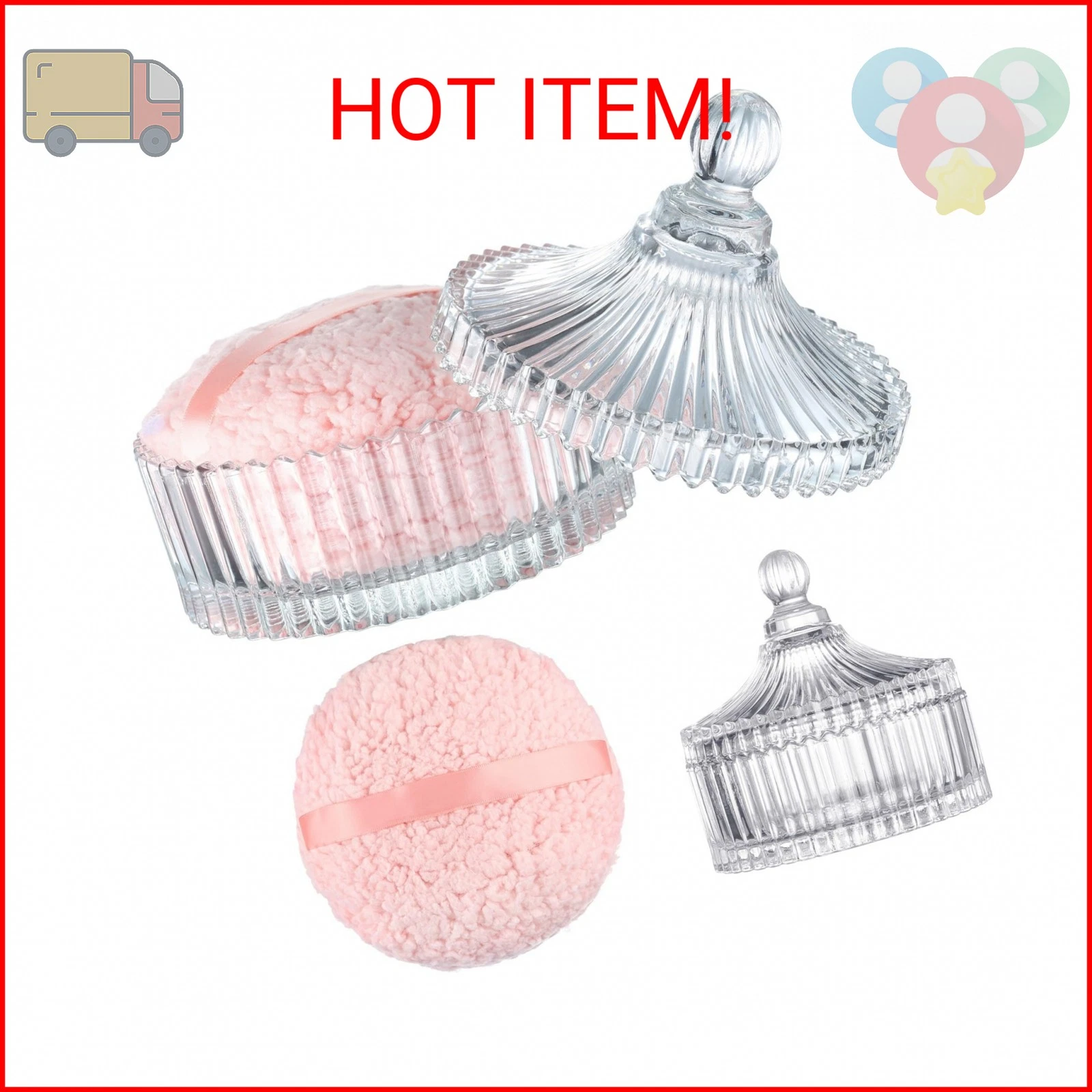 Extra Large Body Powder Puff and Container, 6 Inch Oversize Dust Powder Puff for
