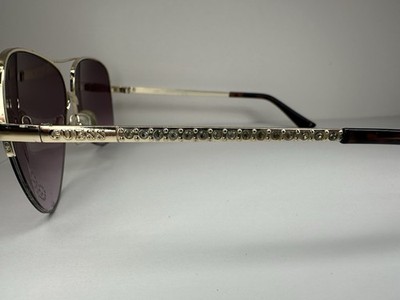 GUESS Aviator Sunglasses Purple Gradient Lens Gold Metal  display picture 3