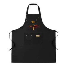 Kitchen 2 Pack Bib Apron - Adjustable Black Apron with Front Pocket Red  