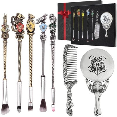 5PCS Makeup Brushes Set w/Comb&Mirror, Aluminum Handle, Gift Box