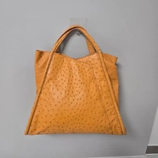 Pascetti Orange Ostrich Leather Tote Bag High-end Unique Design