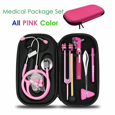 Medical Bag Pouch Set Stethoscope Otoscope Tuning Fork Reflex Hammer Penlight