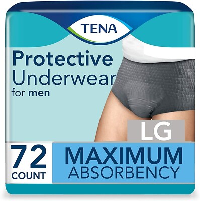72 Count Tena ProSkin Maximum Absorbency Incontinence Underwear for Men, LARGE
