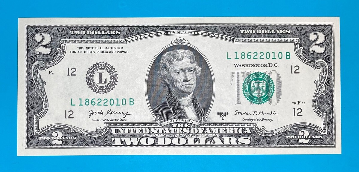 Charlie.B 2点目から180円引さま L 1862 2010 B : TRAILING YEAR 2010 $2 Two Dollar Bill Serial
