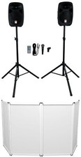 Rockville RPG102K Dual 10" Active Speakers DJ System Bluetooth Mic Stands Facade