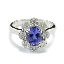 Tansanit Brillant Ring Blauviolett Diamanten 750 Gold Wert 3.300 Euro Neu