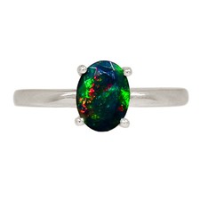 Faceted Treated Chalama Black Opal 925 Silver Ring Jewelry s.8 ALLR-29675