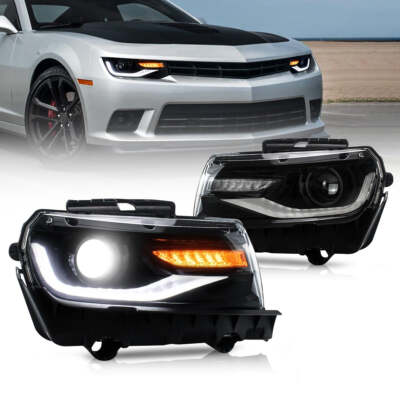 LED Projector Headlights Fit Chevrolet Chevy Camaro 2014 2015 w/Sequential Pair