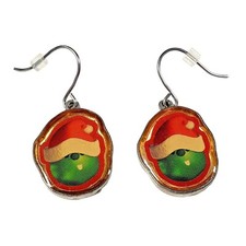 Big Idea Veggie Tales Earrings Pierced Sweet Peas Santa Hat ChristmasVintage