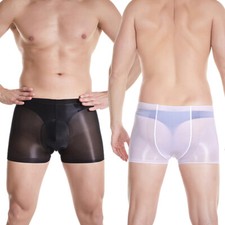 Sexy Herren Gay ' Durchsichtig Unterwäsche Geölt Glänzend Boxer Shorts