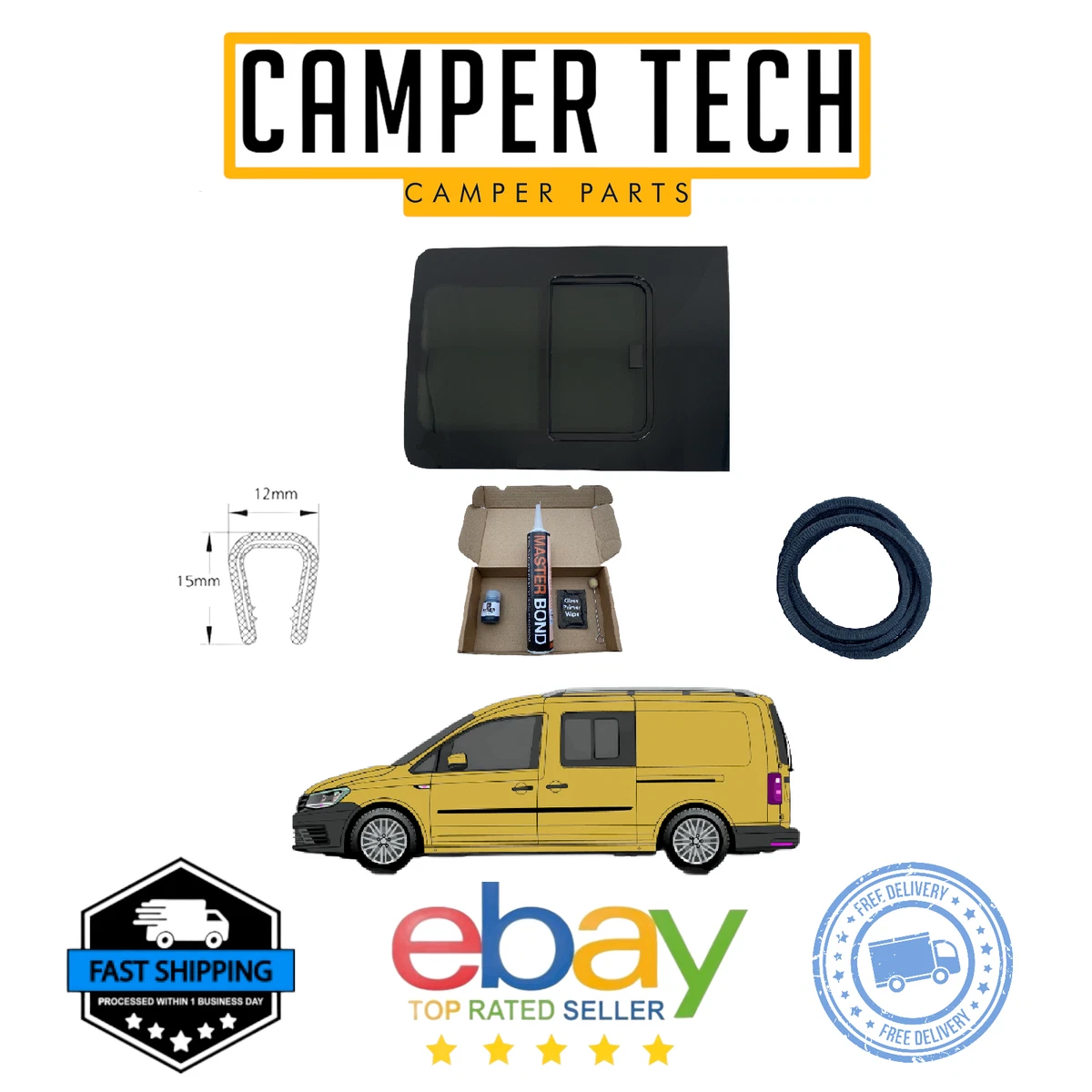 VW Caddy MAXI Passenger Side Sliding Window with Fit Kit Options