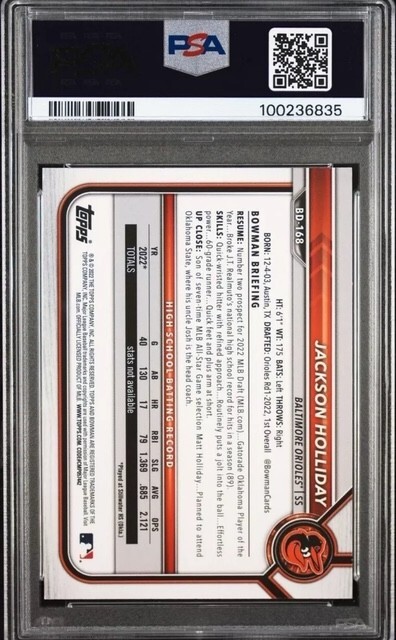 Jackson Holliday 2022 Bowman Draft 1st Edition /75 PSA  (RC,SP) view 4