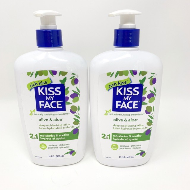 2 KISS MY FACE Olive & Aloe Deep Moisturizing Lotion 16 oz Bottle w