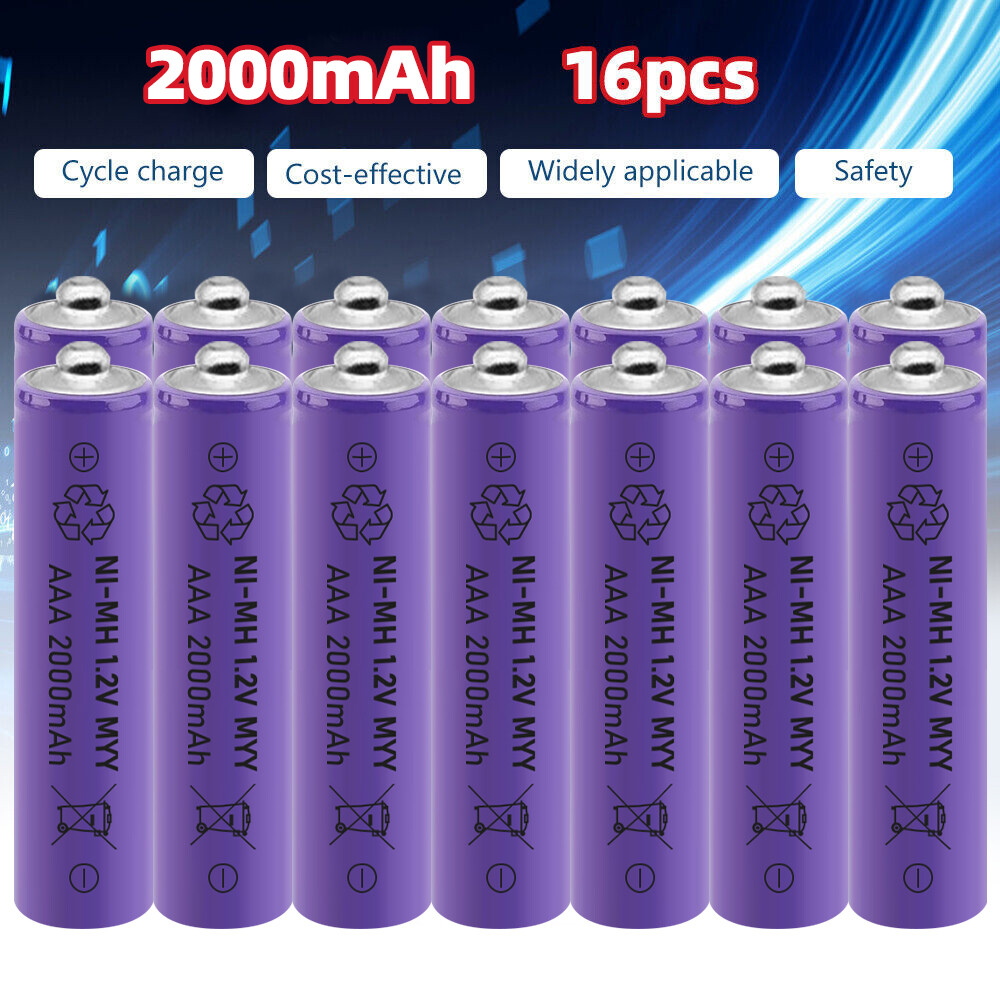 4-16PCS AAA AA Rechargeable 2000mAh Batteries with 3 or 4 Slot Smart Charger-image
