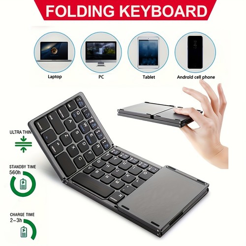 Folding Keyboard Mini Wireless Bluetooth Keyboard For Windows Android IOS iPad - Picture 3 of 19