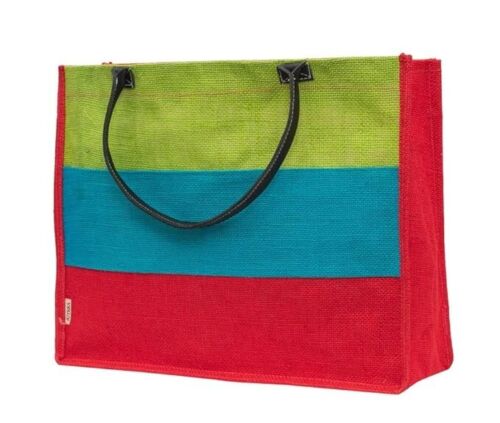 Jute Hand Bag Multipurpose Eco Friendly multicolor Lunch Tiffin Grocery Tote Bag - Picture 1 of 5