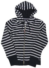 Tommy Hilfiger Womens Full Zip Hoodie Hooded Sweat Jacket Blue Striped NWT