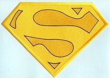 7.8" x 11" Embroidered Christopher Reeve Yellow & Black Superman Cape Logo Patch