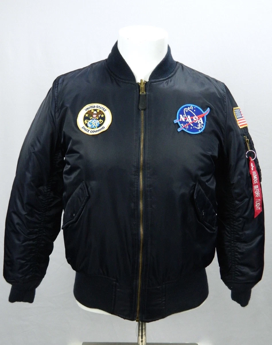 Alpha Industries ma-1 NASA Apollo Blue Flight Bomber Jacket Youth Medium