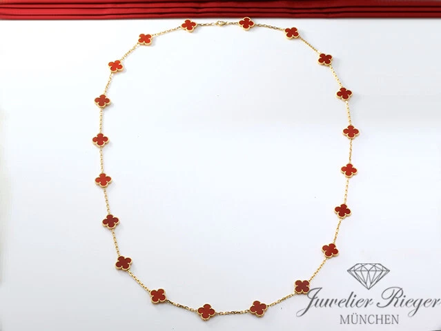 Van Cleef & Arpels Collier Vintage Alhambra Gelbgold 750 Karneol 2014 Gold - Bild 4 von 4