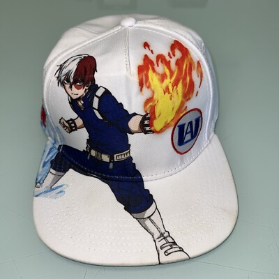 My Hero Academia Snapback Hat Anime Todoroki Flat Bill White Cap WHOOSH!!!