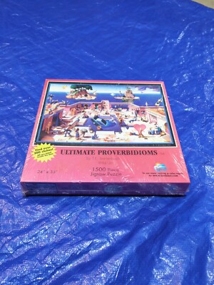SunsOut ULTIMATE PROVERBS IDIOMS 1500 Piece Puzzle of Cliches 24'' x 33'' NEW