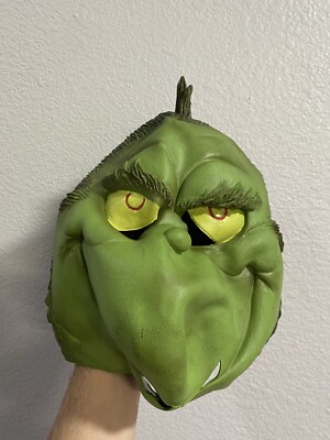 THE GRINCH MASK TM 1997 Costume Dr Seuss Enterprises Halloween Christmas VTG Mex
