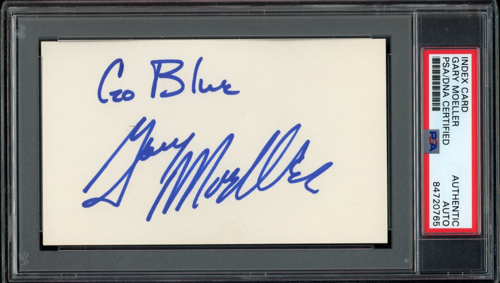Gary Moeller CHOF Autographed Signed Index Card Michigan PSA/DNA 