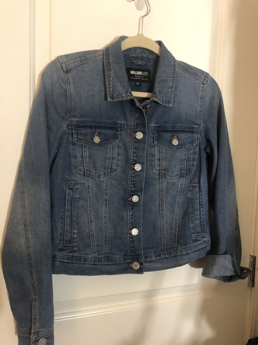 WILLIAM RAST WOMENS BLUE JEAN DENIM JACKET JUSTIN TIMBERLAKE TRACE AYALA  SMALL S