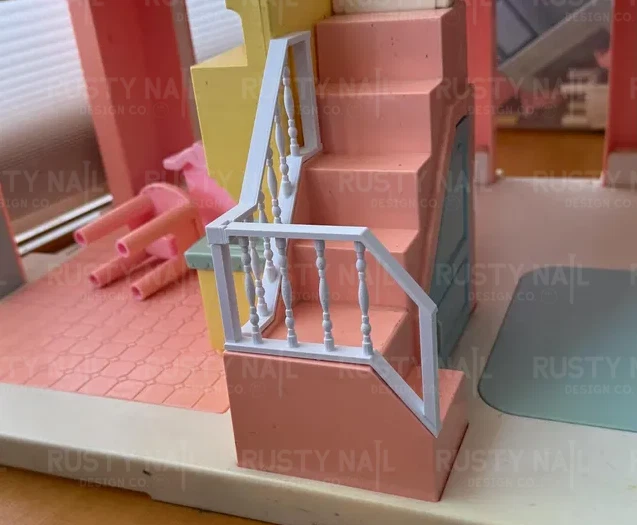 Barandillas de reproducción impresas en 3D para casa de muñecas Playskool 1991, husillos más fuertes Foto 2 de 3