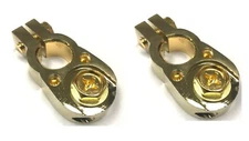 2pc Gold Battery Terminal Positive/Negative Universal any size w/ 2 8 awg inputs