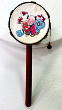 Chinese Spinning Wooden Pellet Rattle Stick Drum Toy 8" *ISSUE*
