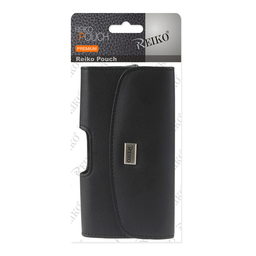 Reiko Black Belt Clip Holster Full Leather Cellphone Pouch Fits Large Phones