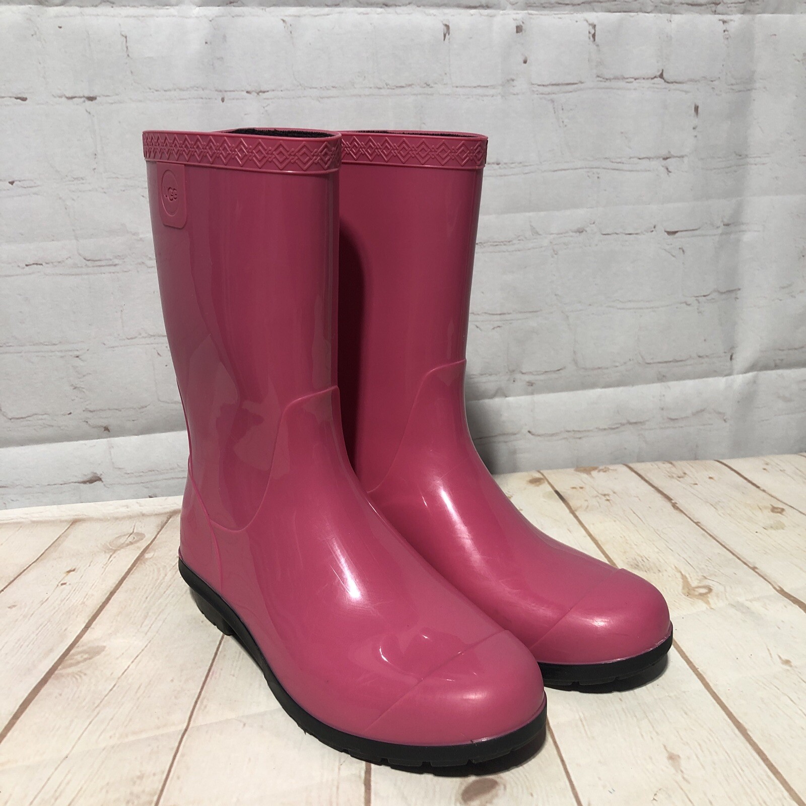 UGG Hot Pink Waterproof Slip On Rain Boots Size 6-image