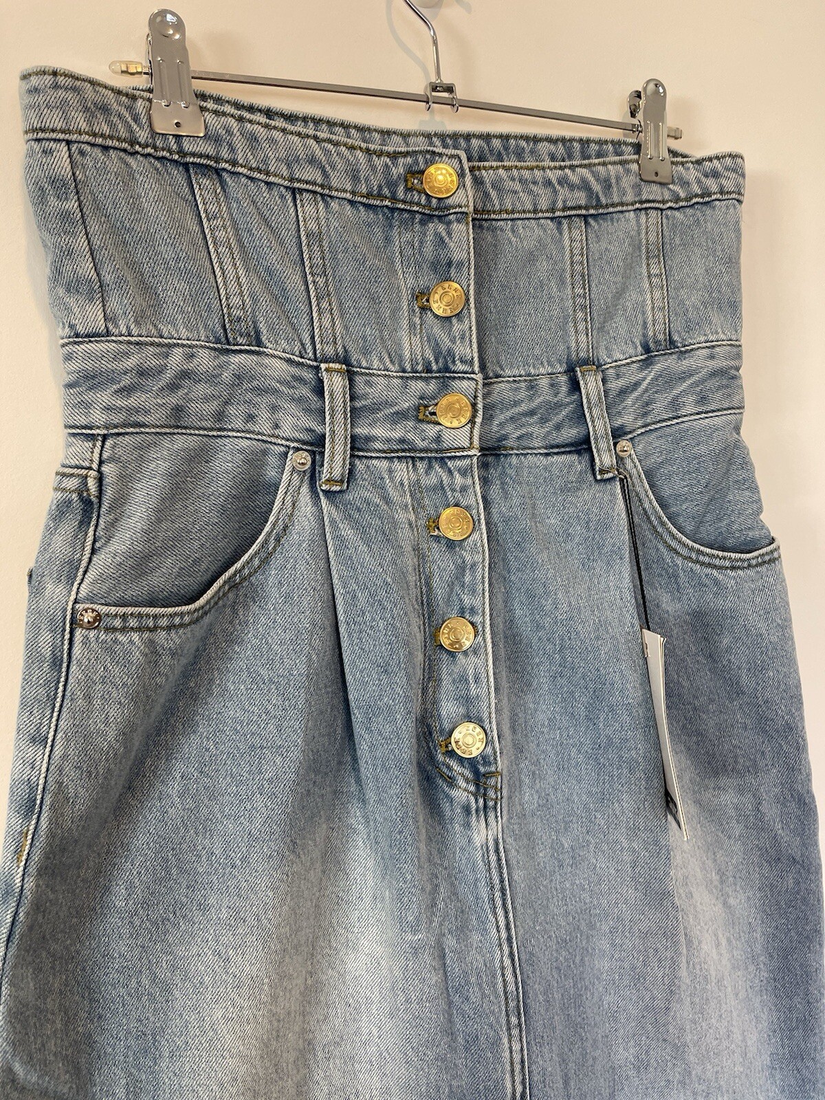 Eenk Women’s Uplift High Rise Denim Midi Skirt Size M NEW RRP$346 Korea image 3