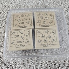 Stampin Up Set of 4 Wood Mount Stamp Set - Fabulous Four