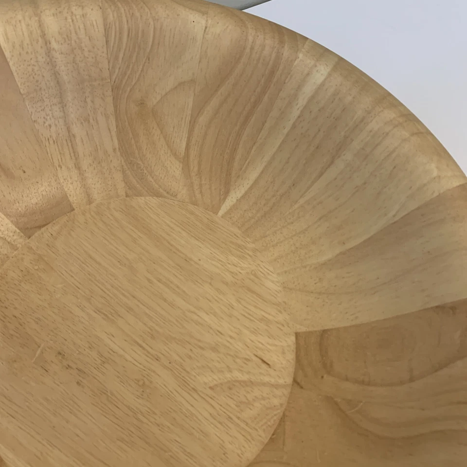 "Juego de 3 tazones para servir ensalada de madera grande Dansk rubia danesa moderna 14,25""" Foto 3 de 4