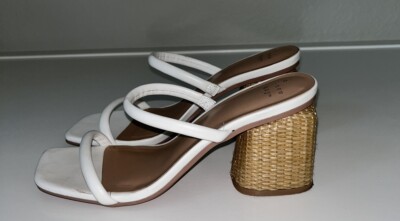 Target A New Day White Strappy Straw Heel Sandals Shoes Size Small - Main Image