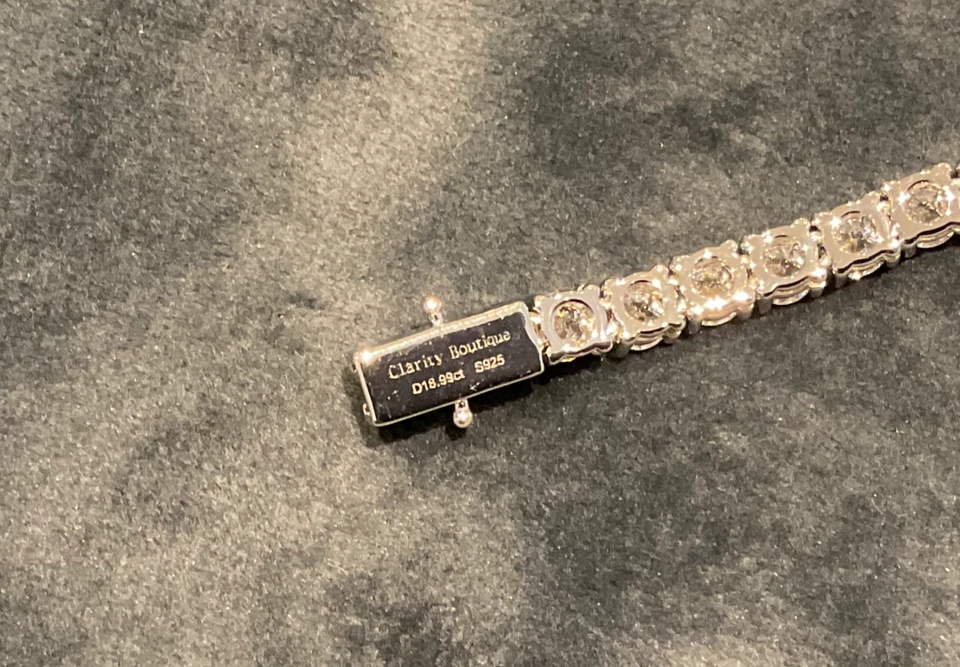 18.99 Carat Lab Created Diamond Tennis Bracelet Platinum Plated 925 7” Inch — 第 4/4 张图片