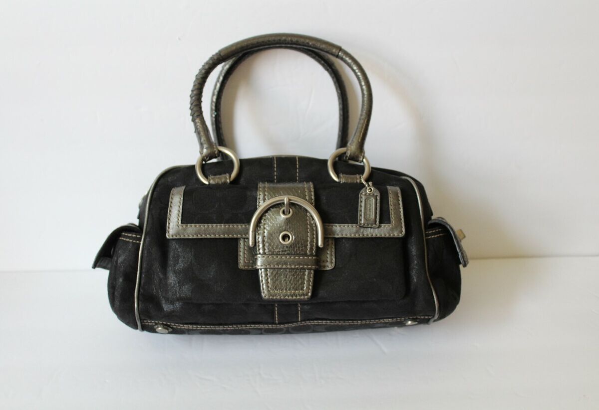 Coach Satchel Handbag Black Signature Jacquard Snake Skin Coach Satchel Handbag Black Signature Jacquard Snake Skin