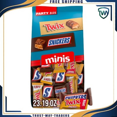 Snickers ,Twix Minis Milk Chocolate Bars Variety Pack, Party Size,23.19 oz Bulk