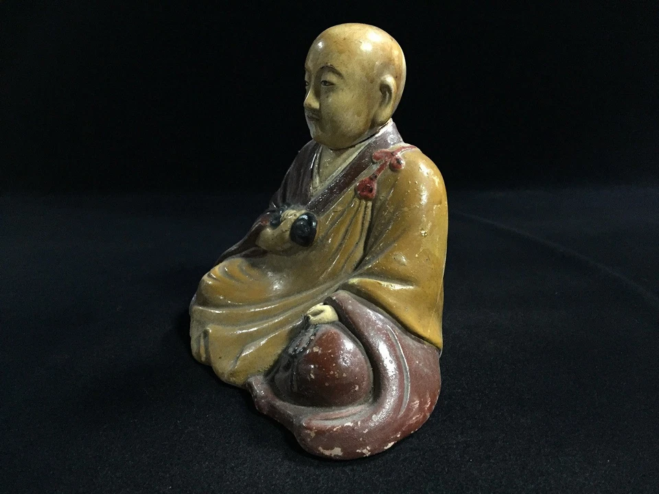 C0336 Monje Budista Japonés Estatua De Colección OKIMONO Decoración Interior Foto 2 de 4