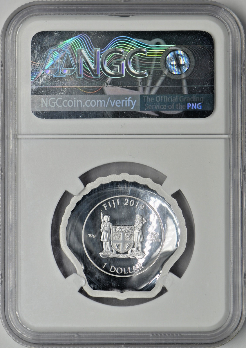 2019 Fiji $1 Castaway Seashell Silver Scallop Shell - NGC PF70UC
