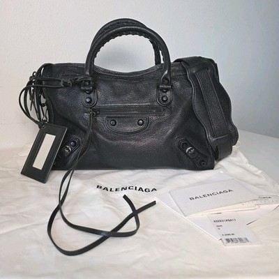 Authentic 2018 BALENCIAGA Small City Bag Black 432831AQ417, Pre-Owned with Tags
