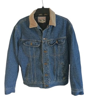 VTG Lee Storm Rider Blanket Lined Denim Jacket Western Cowboy MEDIUM Corduroy