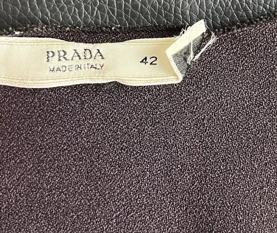 PRADA Sheath Dress 42 US 6-8 Old Money Aesthetic Brown Cap Sleeve Made in Italy - Image 4 of 4