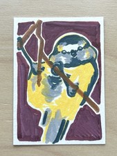 ACEO Original Blue Tit Mini Bird Acrylic Art by CozyPerchCo 2.5 X 3.5”