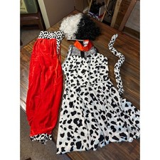 Dalmatian Costume Set by Fun Costumes Dress Pants Tail Wig Halloween Kids Small