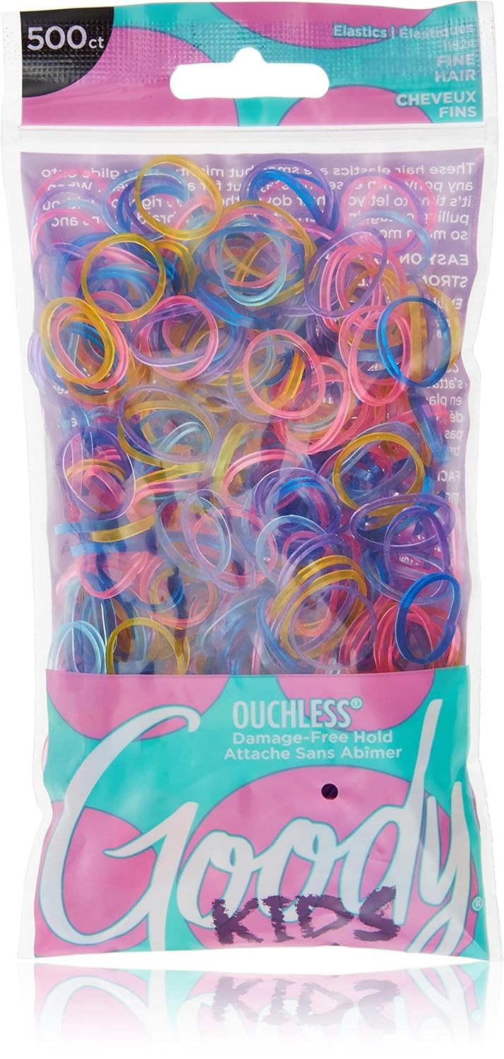 Goody Kids Ouchless Polyband Hair Ties 500 Ct Glitter Elastic Bands Assorted
